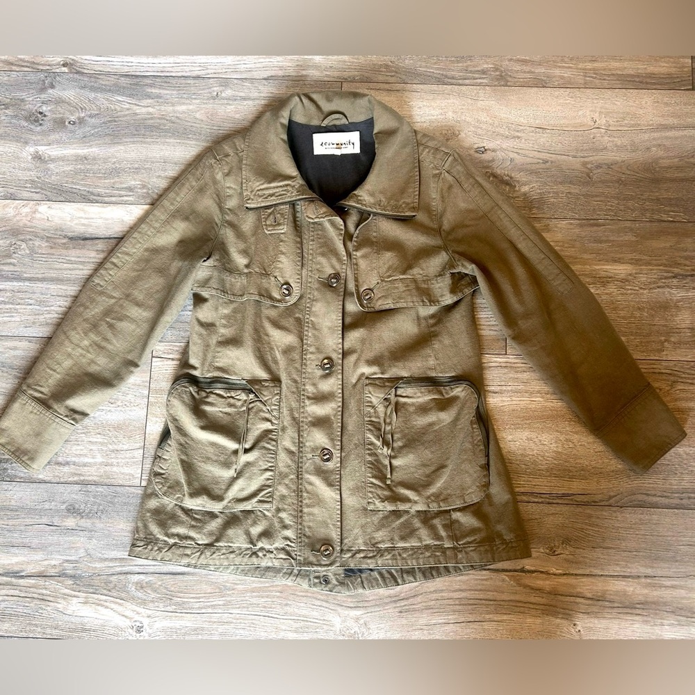 Aritzia Community Hemp Utility Field Military Army Jacket - Olive Green